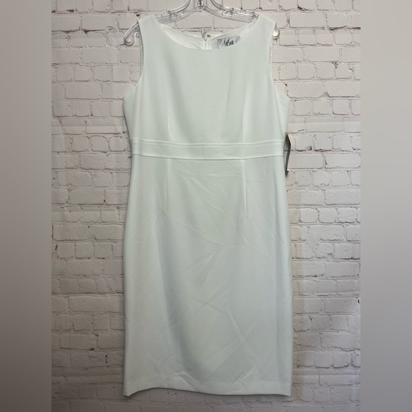 Le Suit Crepe Open Front Jacket & Crewneck Sheath Dress Suit - Picture 6 of 14